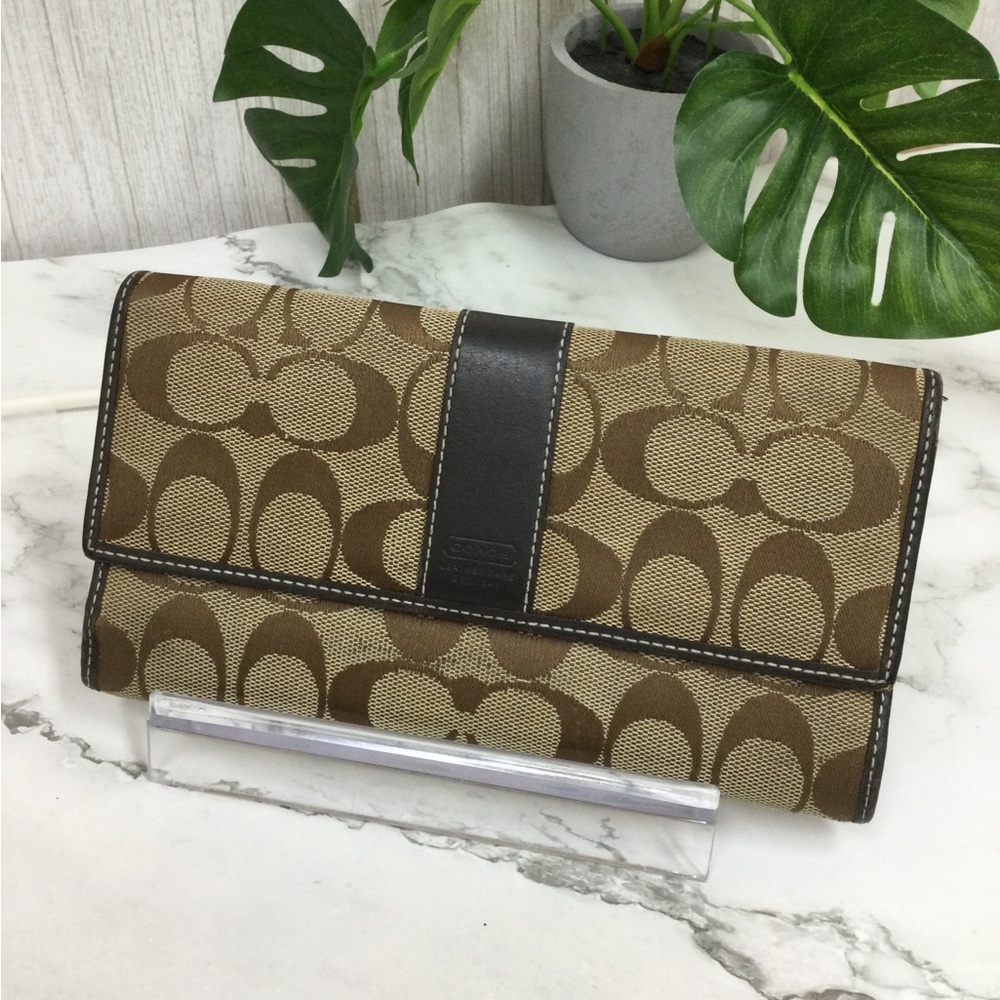 Coach Brown Signature Canvas Wallet